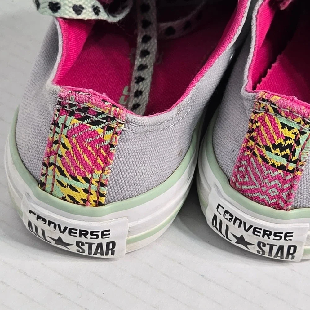 Converse Chuck Taylor All Star Low Top Little Kid 12 Grey Pink Mint Heart